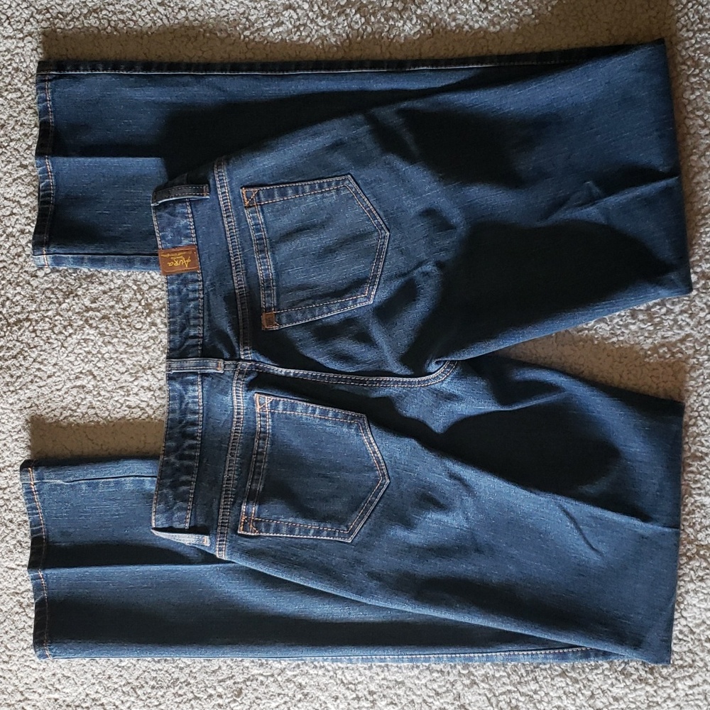 VTG Aura By Wrangler Short Rise Boot Cut Western Dark Wash Starched Denim Jeans